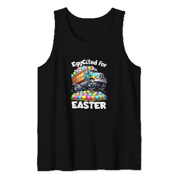 Discover EggCited for Easter Bunny Egg Hunt Dump Truck Boys Girls 1 Tank Tops