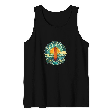 Discover Key West Distressed vintages Look Surf Surfing Surfboard Tank Tops