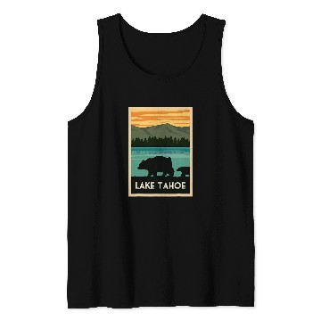 Discover Bear Pet Retro Lake Tahoe californias Outdoor Bear Silhouette Gifts Tank Tops