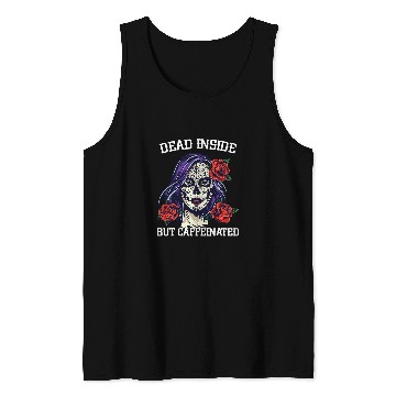 Discover Coffee Fun Deads Inside but Caffeinated Skull Roses Women Coffee Lover Tank Tops