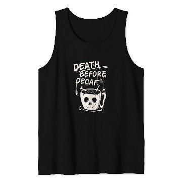 Discover Coffee Fun death before decaf coffee illustration Halloween Tank Tops