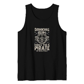 Discover Beer Fun Pirate Drinking Rum Alcoholic Crossbones Pirates Tank Tops