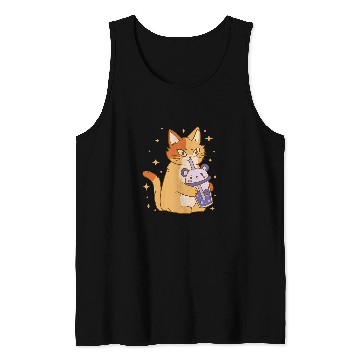 Discover Panda Pet Kawaii Bubble Tea Cat Funny Panda Boba Tea Tank Tops