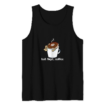 Discover Coffee Fun But First Coffee Sleeping Donut Tank Tops