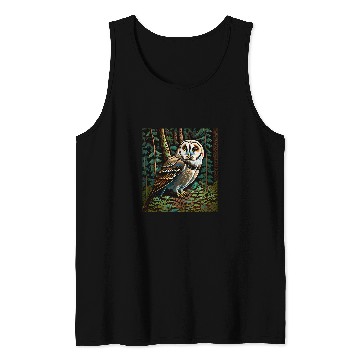 Discover Owl Pet Barn Owl in a Dark Forest Tank Tops