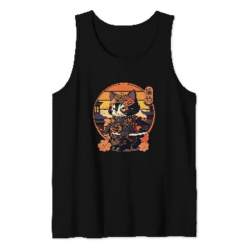 Discover Japanese Samurai Cat Tattoo Kawaii Ninja Cat 26 Tank Tops