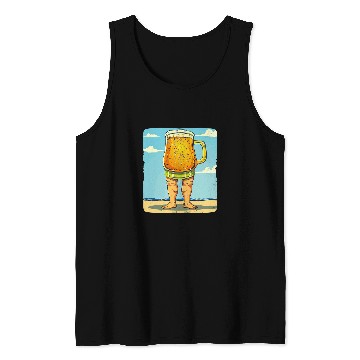 Discover Beer Fun walking Beer in Swim Trunks Costume Tank Tops