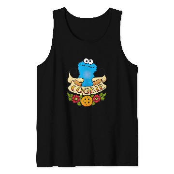 Discover Sesame Street Cookie Monster Cookie Tattoo Tank Tops