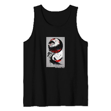 Discover Japanese Tree Red Moon With Birds Flying in background Graph 1 Tank Tops