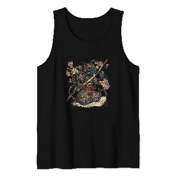 Discover Japanese Samurai Cat Tattoo vintages Kawaii Ninja Tank Tops