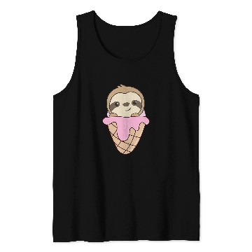 Discover Sloth Pet Strawberry Ice Cream Waffle Sweet Animals Sloth Tank Tops