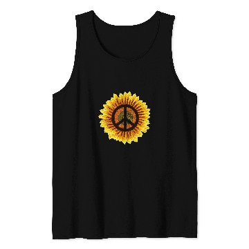 Discover Sunflower Peace Sign 1960s 1970s Hippie Flower Retro Tank Tops
