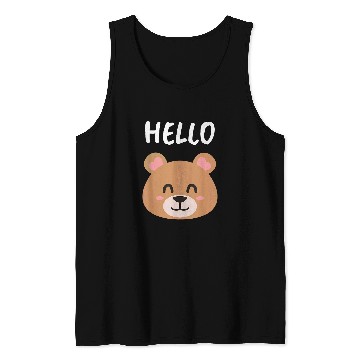 Discover Bear Pet Hello Teddy Bear Head Smiling Stuffed Animal Cuddle Snuggle Tank Tops
