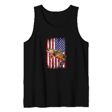 Discover Speckled Brook trout American flag Fishing Tank Tops
