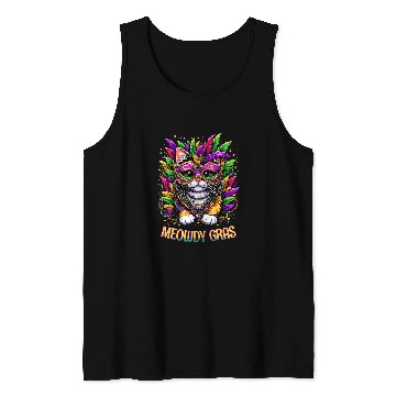 Discover Meowdy Gras Cat Kitten Masquerade Mardi Gras Beads Tank Tops