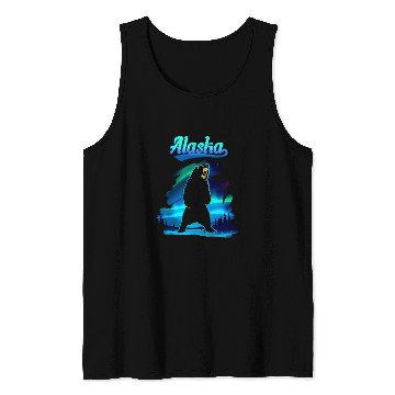 Discover Bear Pet Roaring Bear Alaska Northern Lights Aurora Tank Tops