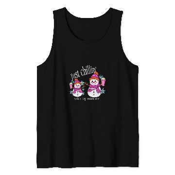 Discover Coffee Fun I m Just Chillin Snowman with Coffee Mom and Me Tank Tops