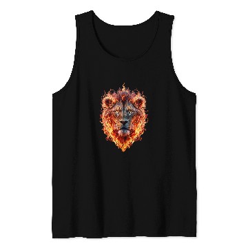Discover Lion Pet Face in Flames Tank Tops