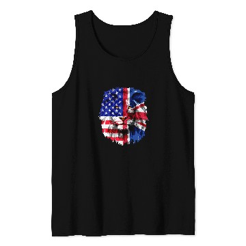 Discover Lion Pet British American Flag Lion Britain Union Jack USA Flag Tank Tops