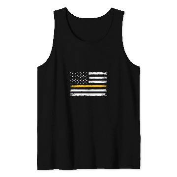 Discover Police Job Thin Gold Line Flag Dispatcher Police Fires EMS Dispatchers Tank Tops