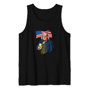 Discover Beer Fun Benjamin Franklin With Beer Mug American Flag 8 Tank Tops