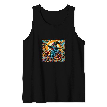 Discover Beer Fun psychedelics Art Trippy Navy Blue Weird Wizard Drinking Beer Tank Tops