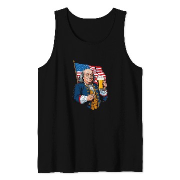 Discover Beer Fun Benjamin Franklin With Beer Mug Design Tank Tops