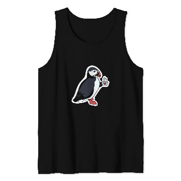 Discover Coffee Fun Puffin Drinking Coffee Tank Tops