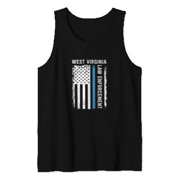 Discover West Virginia Law Enforcement Blue Line Flag State Police Tank Tops