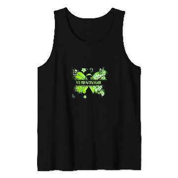 Discover Butterfly Flowers Lime Green Ribbon Lymphoma Warrior Tank Tops