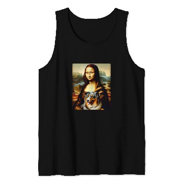 Discover Mona Lisa Australian Shepherd Twist Artistic Dog Portrait 1 Tank Tops