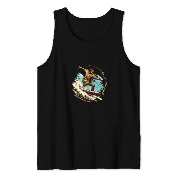 Discover Twilight Tide Surfing Under the Sunset Sky Tank Tops