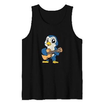 Discover Penguin Pet Cartoon penguin playing guitar Tank Tops