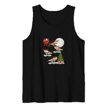 Discover Owl Pet Funny xmass Lighting Tree Santa Riding Barn Owl Christmas Tank Tops