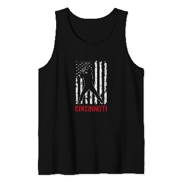 Discover Cincinnati Ohio American Flag Baseball Weathered Tank Tops