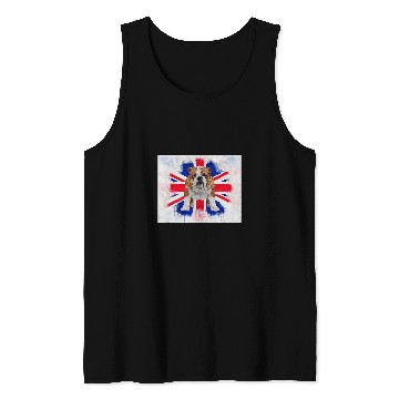 Discover British Bulldog on Dripping Painted Union Jack Flag English Tank Tops