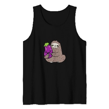Discover Sloth Pet With Vegetable Cute Eggplant And Sloth Tank Tops
