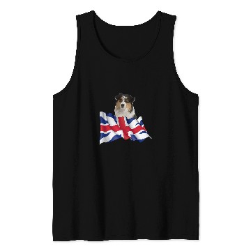 Discover Union Jack Flag Dog Australian Shepherd Tank Tops