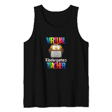 Discover Owl Pet Virtual Kindergarten Teacher Funny Owl Tank Tops