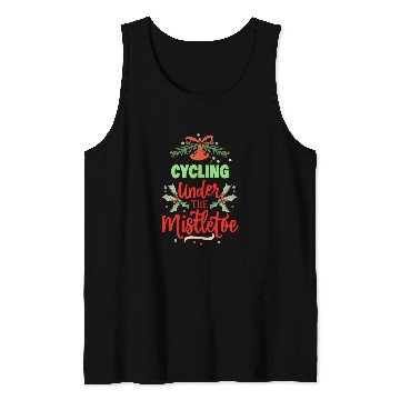 Discover Cycling Mistletoe Christmas Cyclist Tank Tops