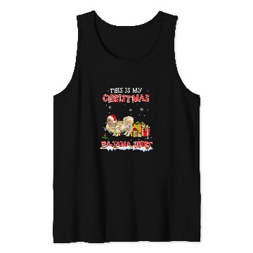 Discover Cute Tibetan Spaniel On Snow   Christmas Pajama Tank Tops