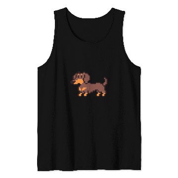 Discover Dachshund 8 Bit Pixel Art Chocolate Tank Tops