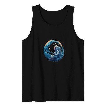 Discover Astronaut sitting on Milky Way galaxy space astro motif Tank Tops