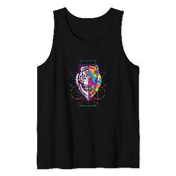 Discover Geometric Tiger Face Black And White And Color Art Gift Tank Tops