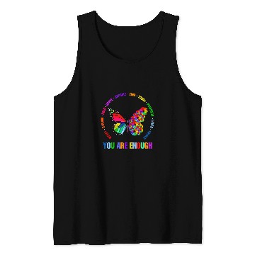 Discover Colorful You Are Enough Daisy Butterfly Tank Tops