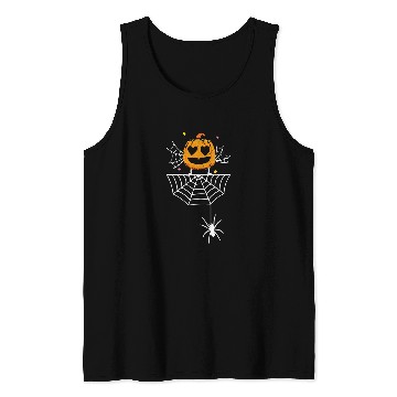 Discover Pumpkin Dancing On Spider Web Halloween Arachnid Expert Tank Tops