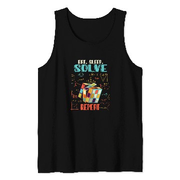 Discover Eat Sleep Solve Repeat Math Speed Cubing Genie Cube 214 Tank Tops