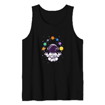 Discover Funny Meditating Yoga Lotus Astronaut Planets Space Cosmos Tank Tops