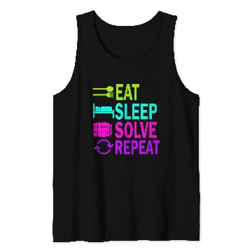 Discover Eat Sleep Solve Repeat Math Speed Cubing Genie Cube 213 Tank Tops