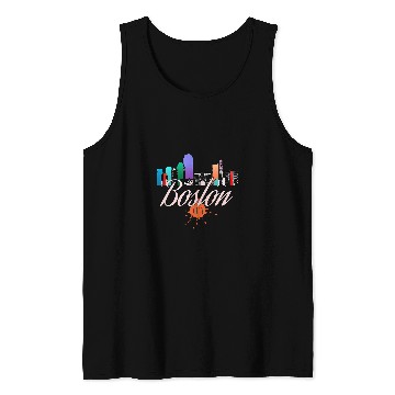Discover Boston Skyline Colorful Art Tank Tops